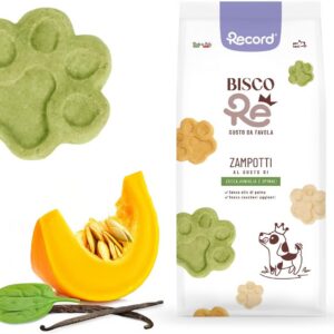 Record - BiscoRe Biscotti Naturali per Cani Zucca, Vaniglia e Spinaci 400gr